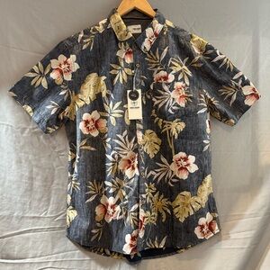 Sunrise Kingdom Men’s Hawaiian Short Sleeve 100% Cotton Shirt XL SS Woven Navy